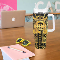 Vanuatu 45th Anniversary Of Independence Tumbler With Handle Gold Style - Polynesian Pride