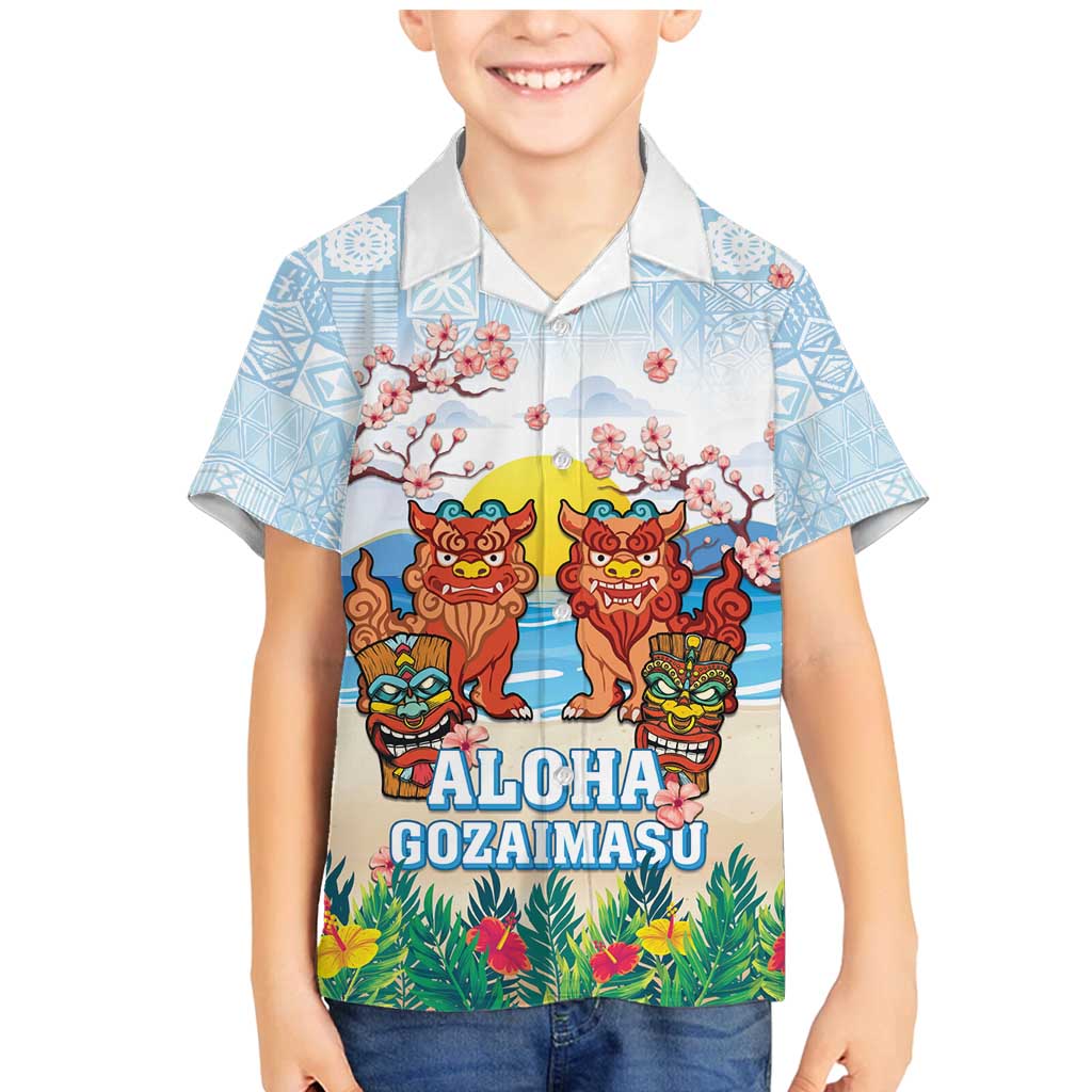 Hawaii And Japan Okinawa Family Matching Mermaid Dress and Hawaiian Shirt Aloha Gozaimasu Tiki With Shisa