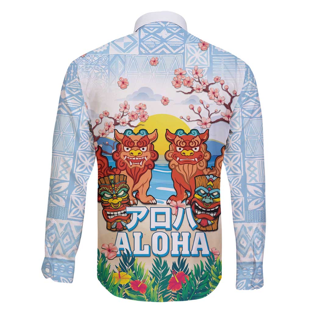 Hawaii And Japan Okinawa Family Matching Tank Maxi Dress and Hawaiian Shirt Aloha Gozaimasu Tiki With Shisa