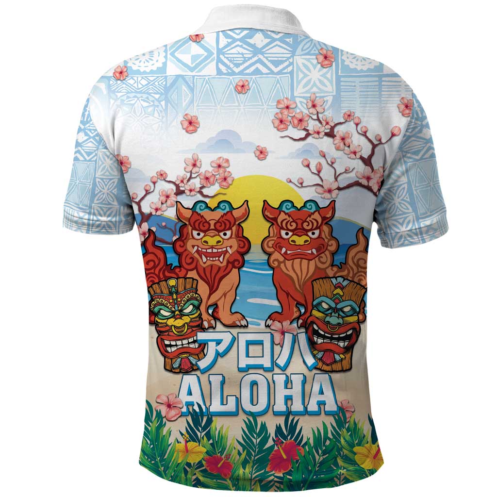 Hawaii And Japan Okinawa Polo Shirt Aloha Gozaimasu Tiki With Shisa