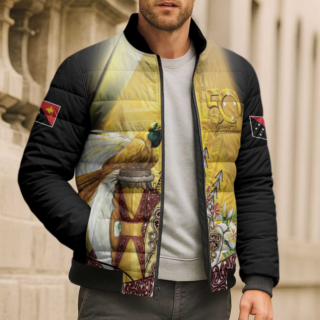 Papua New Guinea Bomber Puffer Jacket 50 Years Of Independence - Polynesian Pride