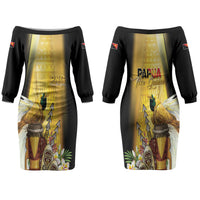 Papua New Guinea Couples Matching Off The Shoulder Long Sleeve Dress and Long Sleeve Button Shirt Independence Day Unique Style LT05 - Polynesian Pride