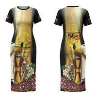 Papua New Guinea Couples Matching Short Sleeve Bodycon Dress and Hawaiian Shirt Independence Day Unique Style LT05 - Polynesian Pride