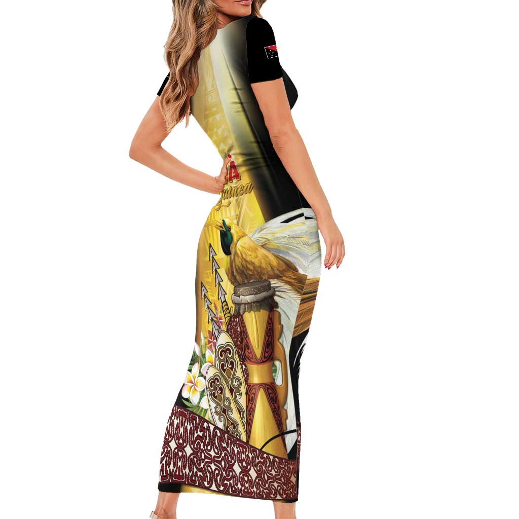 Papua New Guinea Family Matching Short Sleeve Bodycon Dress and Hawaiian Shirt 50 Years Of Independence - Polynesian Pride