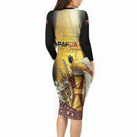 Papua New Guinea Long Sleeve Bodycon Dress Independence Day Unique Style LT05 - Polynesian Pride
