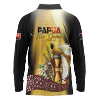 Papua New Guinea Long Sleeve Polo Shirt 50 Years Of Independence - Polynesian Pride