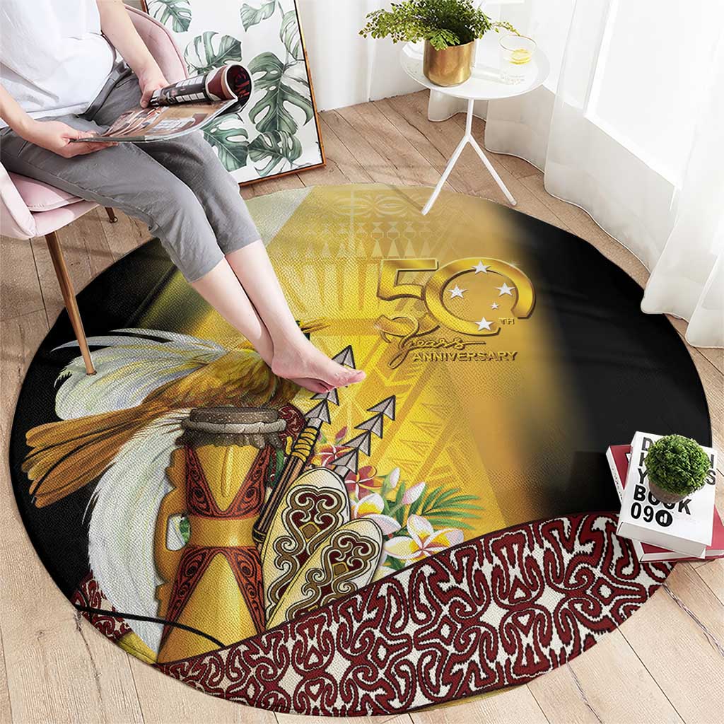 Papua New Guinea Round Carpet 50 Years Of Independence - Polynesian Pride