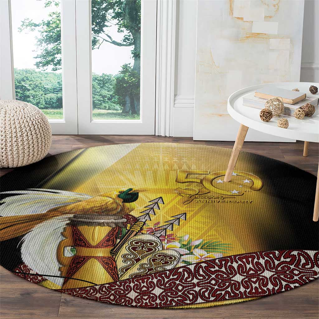 Papua New Guinea Round Carpet 50 Years Of Independence - Polynesian Pride