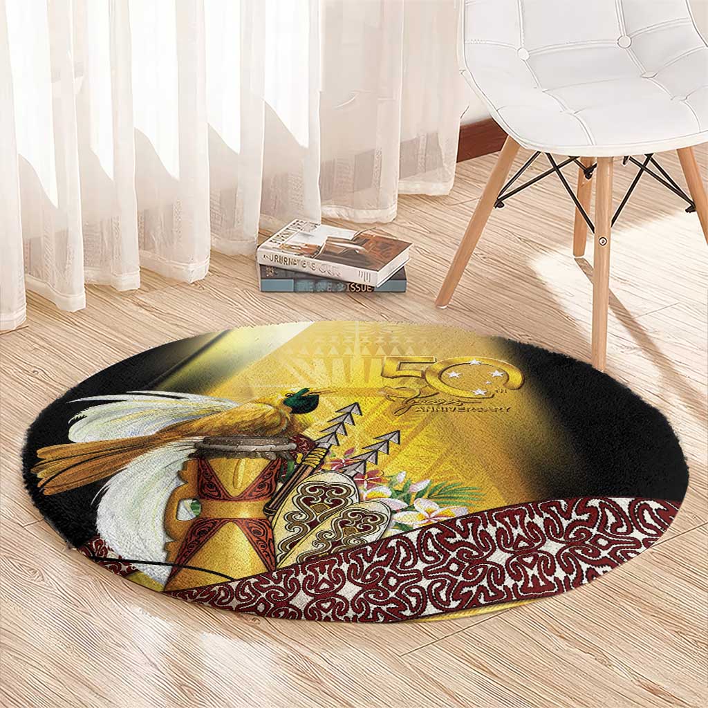 Papua New Guinea Round Carpet 50 Years Of Independence - Polynesian Pride