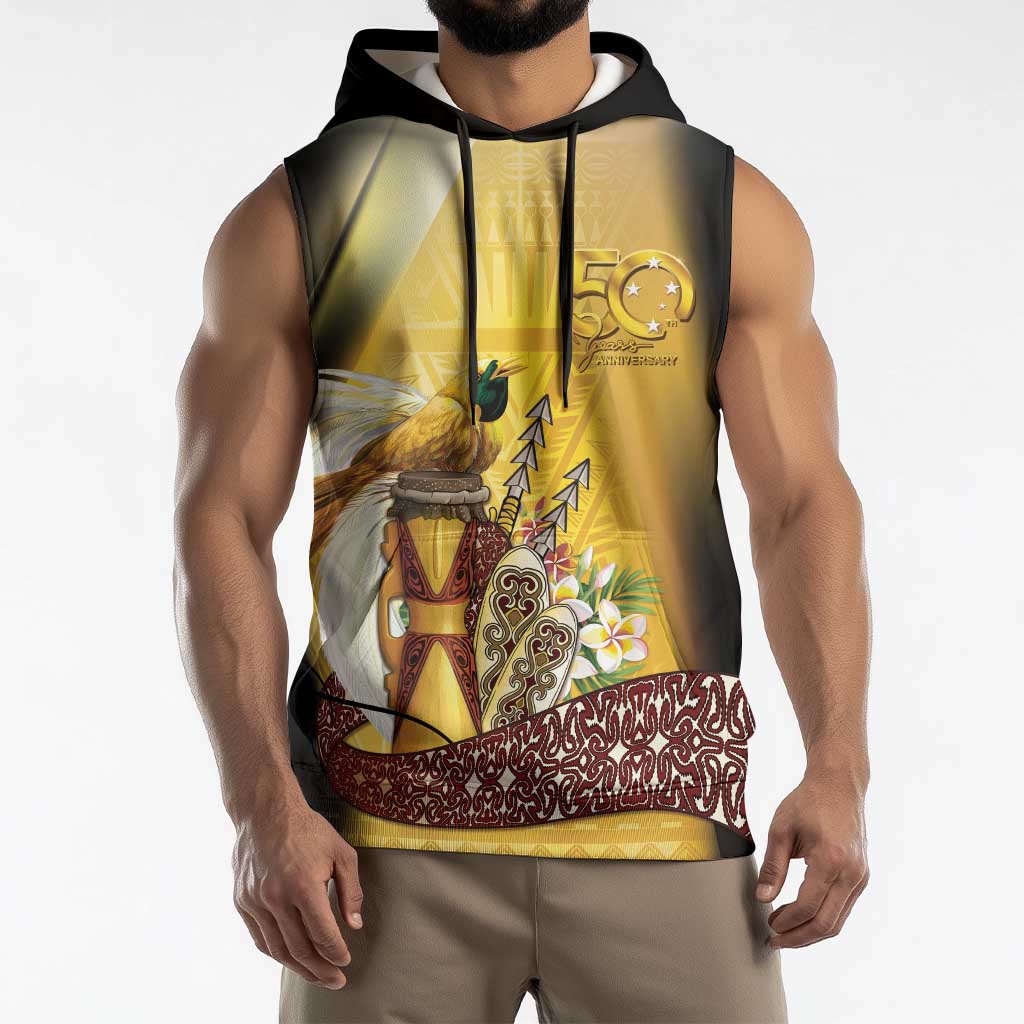Papua New Guinea Sleeveless Hoodie 50 Years Of Independence - Polynesian Pride