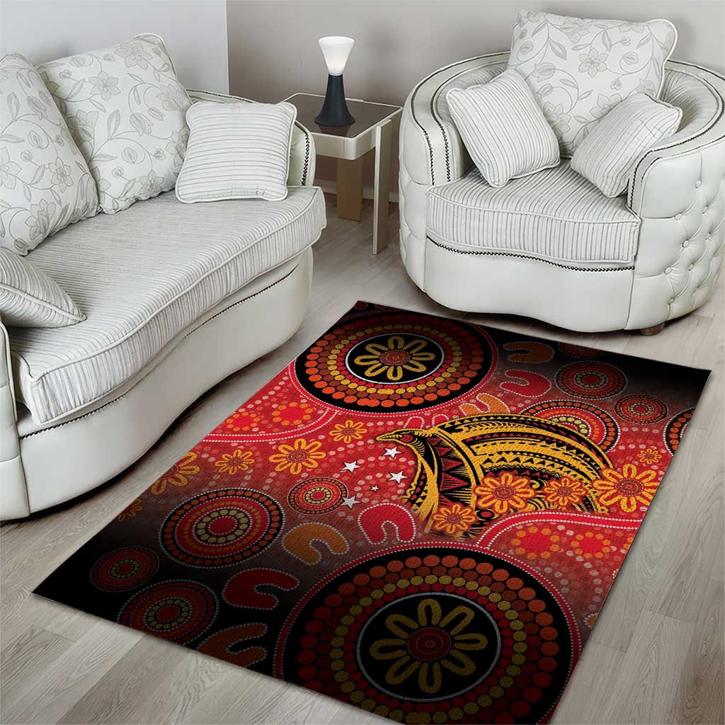 Papua New Guinea Area Rug Birds Of Paradise With Aboriginal Pattern - Polynesian Pride