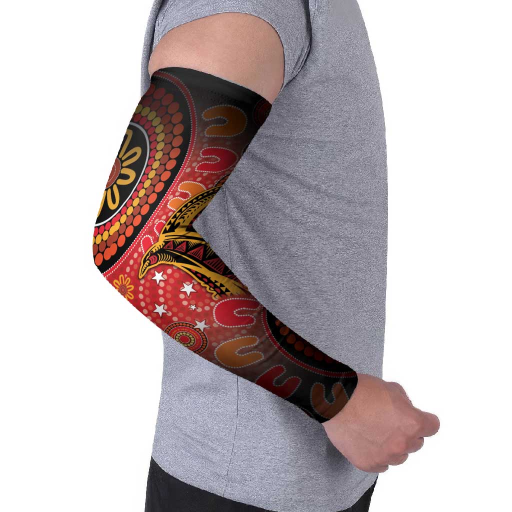 Papua New Guinea Arm Sleeves Birds Of Paradise With Aboriginal Pattern - Polynesian Pride