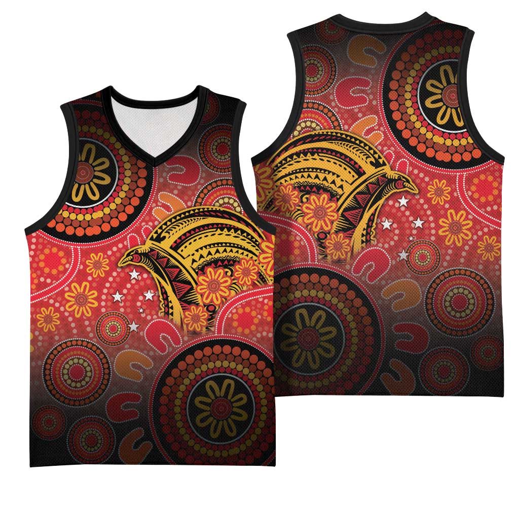 Papua New Guinea Basketball Jersey Birds Of Paradise With Aboriginal Pattern LT05 - Polynesian Pride