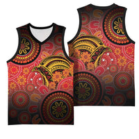 Papua New Guinea Basketball Jersey Birds Of Paradise With Aboriginal Pattern LT05 - Polynesian Pride