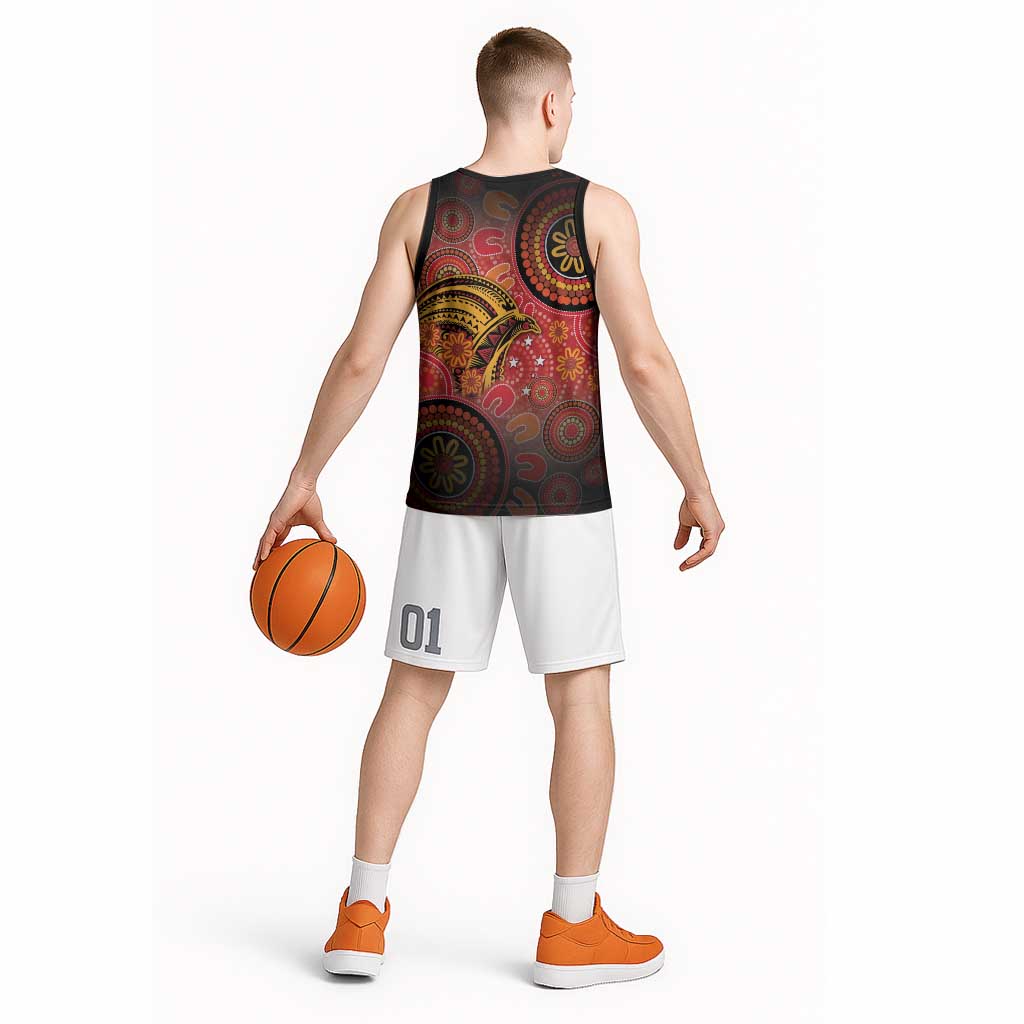 Papua New Guinea Basketball Jersey Birds Of Paradise With Aboriginal Pattern LT05 - Polynesian Pride