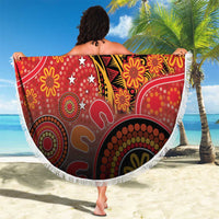 Papua New Guinea Beach Blanket Birds Of Paradise With Aboriginal Pattern - Polynesian Pride