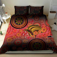 Papua New Guinea Bedding Set Birds Of Paradise With Aboriginal Pattern - Polynesian Pride