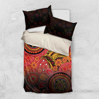 Papua New Guinea Bedding Set Birds Of Paradise With Aboriginal Pattern - Polynesian Pride