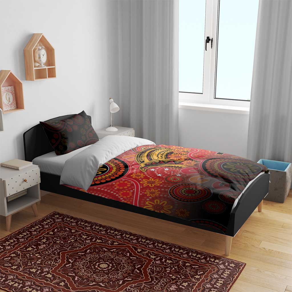 Papua New Guinea Bedding Set Birds Of Paradise With Aboriginal Pattern - Polynesian Pride