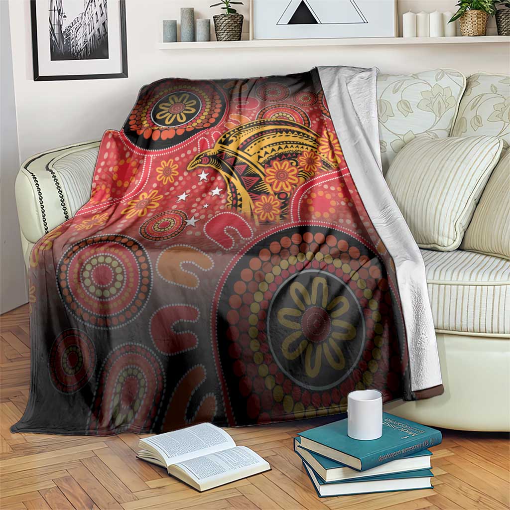 Papua New Guinea Blanket Birds Of Paradise With Aboriginal Pattern - Polynesian Pride