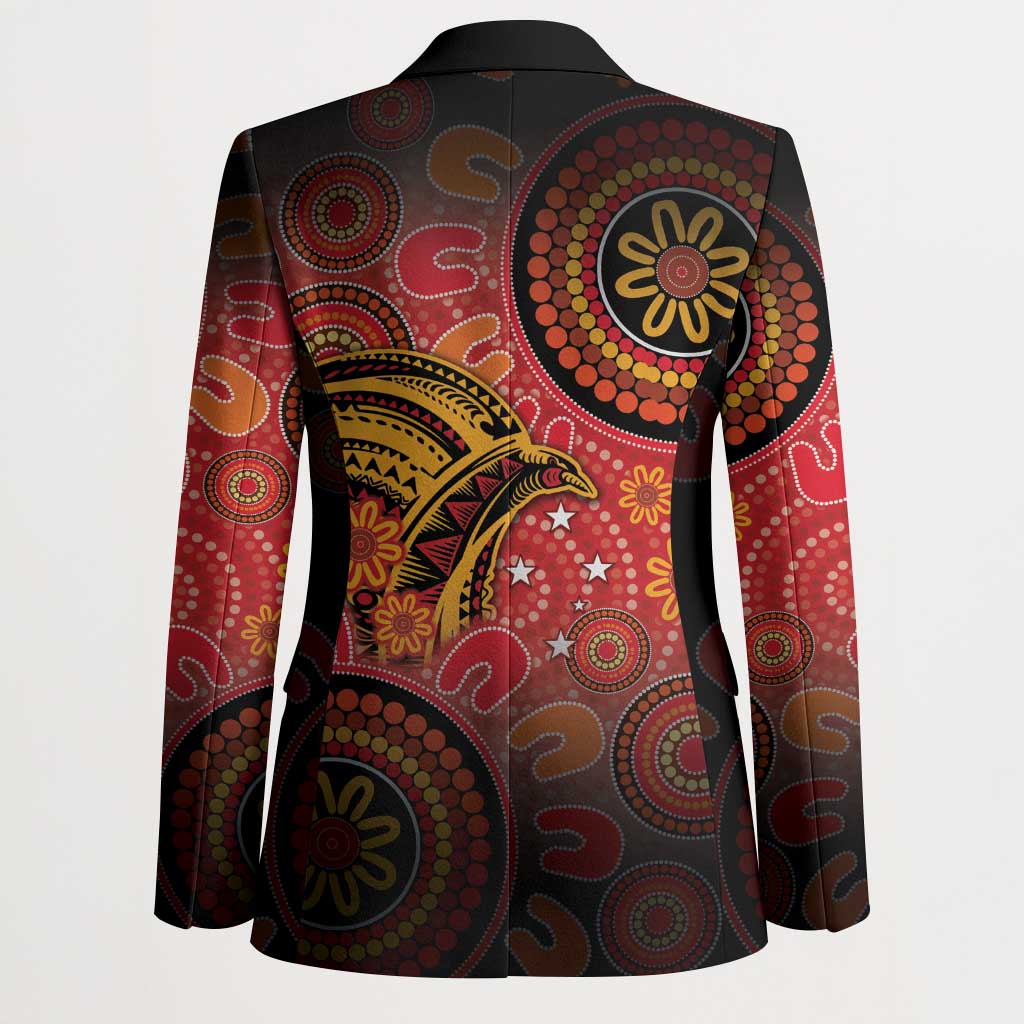 Papua New Guinea Blazer Birds Of Paradise With Aboriginal Pattern - Polynesian Pride