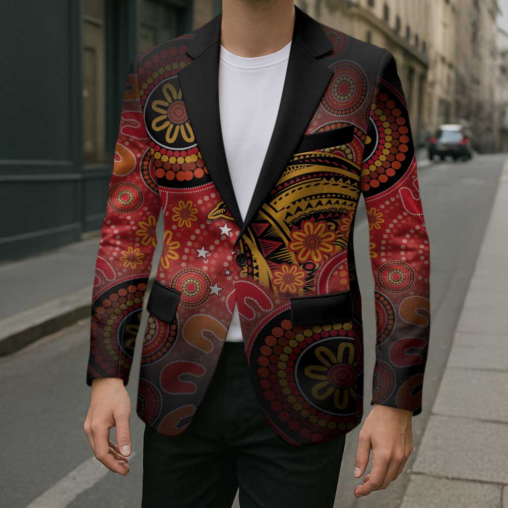 Papua New Guinea Blazer Birds Of Paradise With Aboriginal Pattern - Polynesian Pride