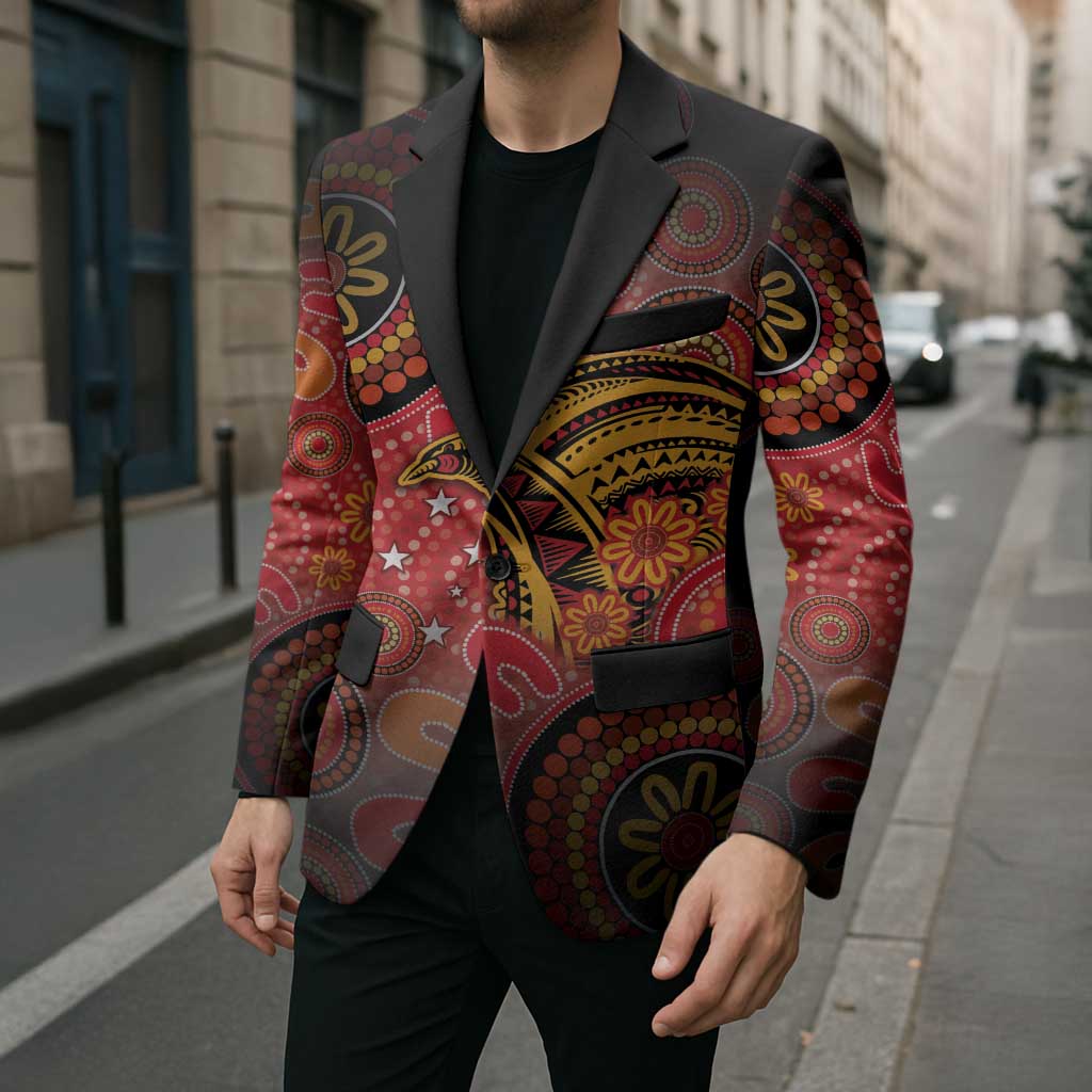 Papua New Guinea Blazer Birds Of Paradise With Aboriginal Pattern - Polynesian Pride