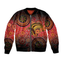 Papua New Guinea Bomber Jacket Birds Of Paradise With Aboriginal Pattern - Polynesian Pride