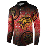Papua New Guinea Button Sweatshirt Birds Of Paradise With Aboriginal Pattern - Polynesian Pride