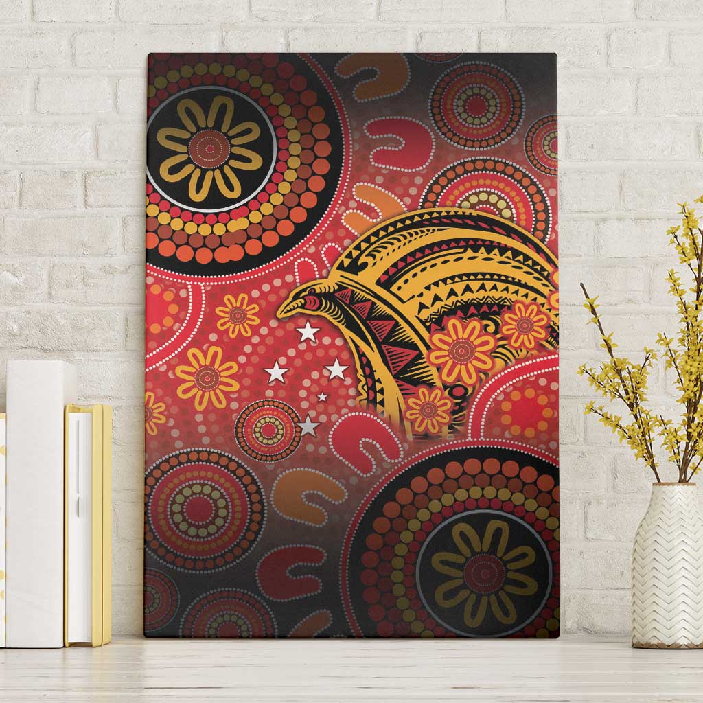 Papua New Guinea Canvas Wall Art Birds Of Paradise With Aboriginal Pattern - Polynesian Pride