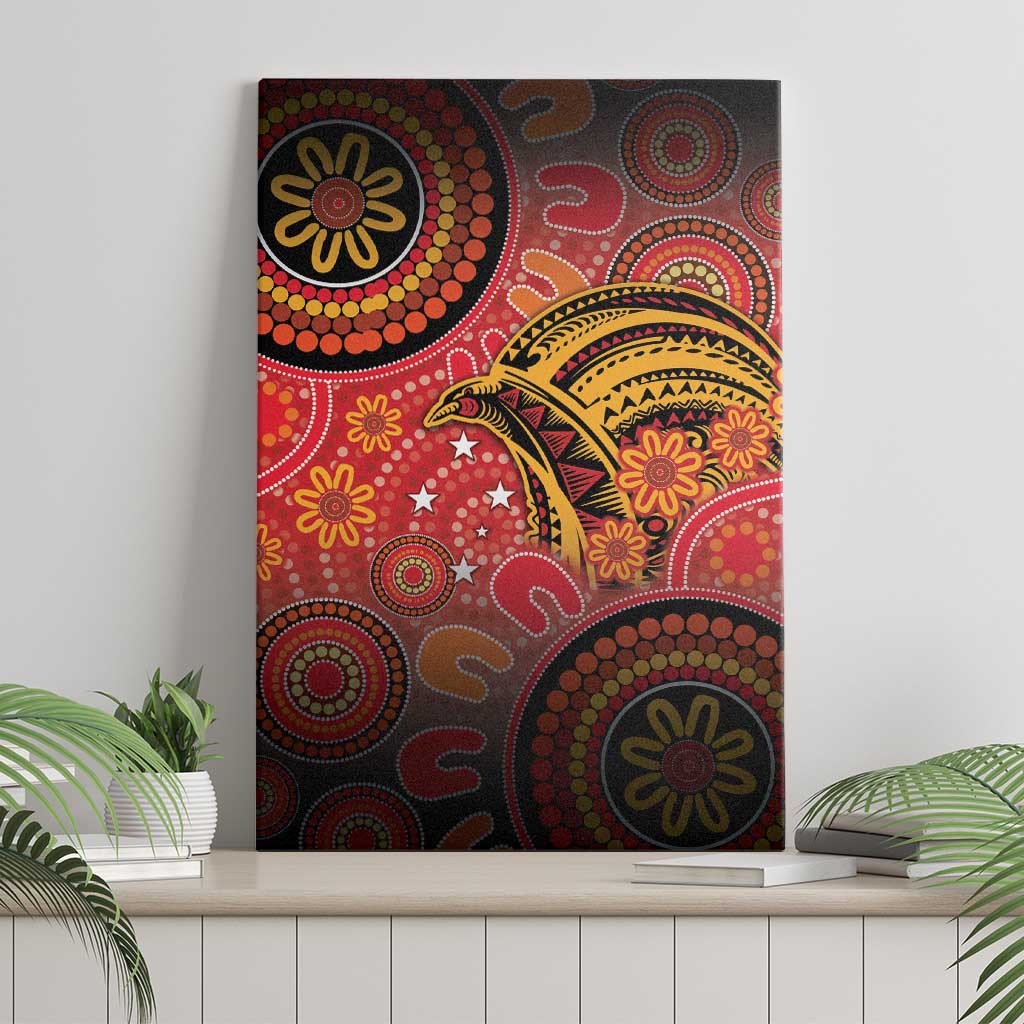 Papua New Guinea Canvas Wall Art Birds Of Paradise With Aboriginal Pattern - Polynesian Pride