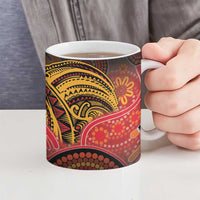 Papua New Guinea Ceramic Mug Birds Of Paradise With Aboriginal Pattern - Polynesian Pride