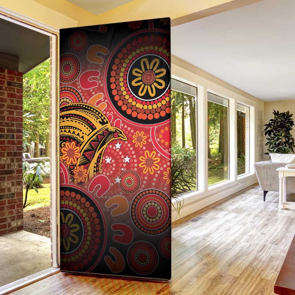 Papua New Guinea Door Cover Birds Of Paradise With Aboriginal Pattern - Polynesian Pride