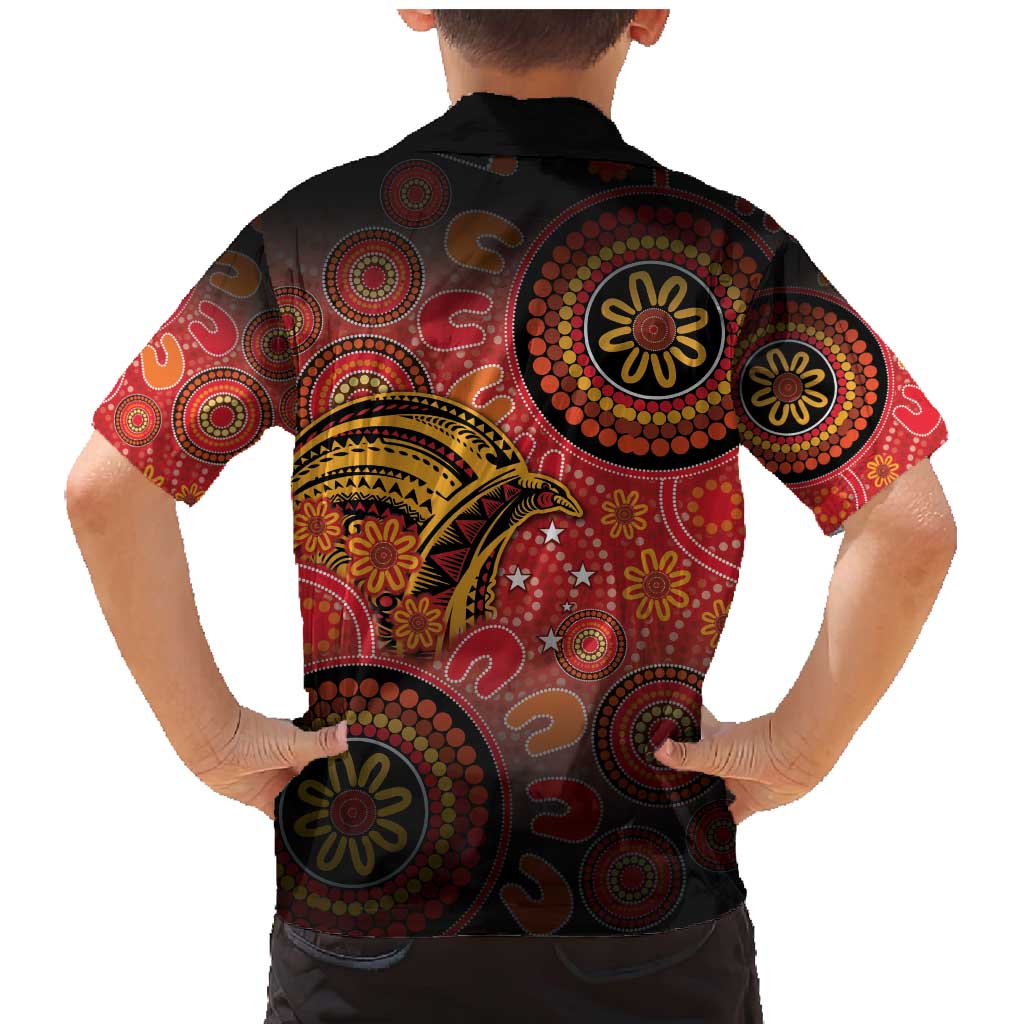 Papua New Guinea Family Matching Mermaid Dress and Hawaiian Shirt Birds Of Paradise With Aboriginal Pattern - Polynesian Pride