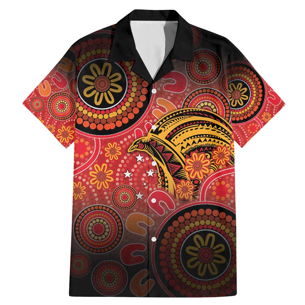 Papua New Guinea Family Matching Mermaid Dress and Hawaiian Shirt Birds Of Paradise With Aboriginal Pattern - Polynesian Pride