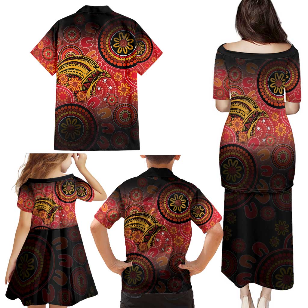 Papua New Guinea Family Matching Puletasi and Hawaiian Shirt Birds Of Paradise With Aboriginal Pattern - Polynesian Pride