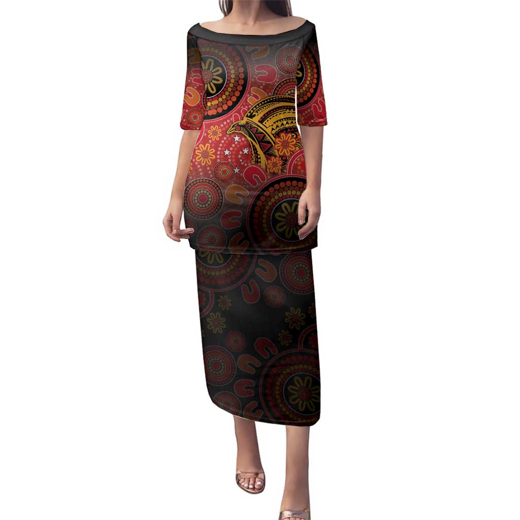 Papua New Guinea Family Matching Puletasi and Hawaiian Shirt Birds Of Paradise With Aboriginal Pattern - Polynesian Pride