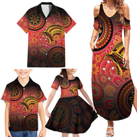 Papua New Guinea Family Matching Summer Maxi Dress and Hawaiian Shirt Birds Of Paradise With Aboriginal Pattern - Polynesian Pride
