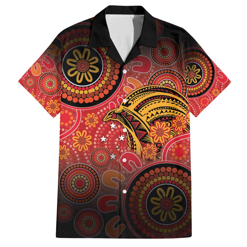 Papua New Guinea Family Matching Summer Maxi Dress and Hawaiian Shirt Birds Of Paradise With Aboriginal Pattern - Polynesian Pride