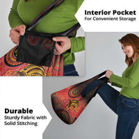 Papua New Guinea Grocery Bag Birds Of Paradise With Aboriginal Pattern - Polynesian Pride