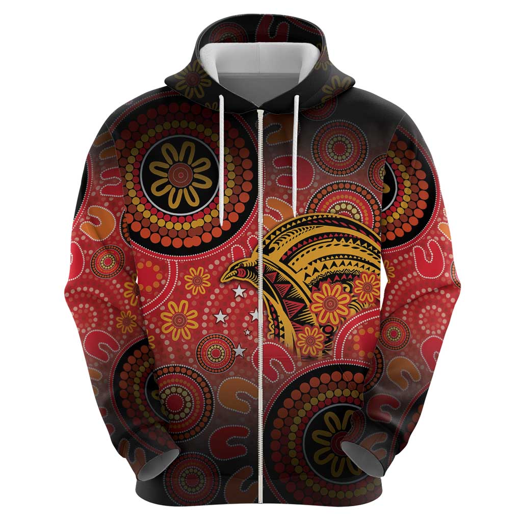 Papua New Guinea Hoodie Birds Of Paradise With Aboriginal Pattern - Polynesian Pride
