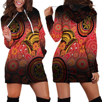 Papua New Guinea Hoodie Dress Birds Of Paradise With Aboriginal Pattern - Polynesian Pride