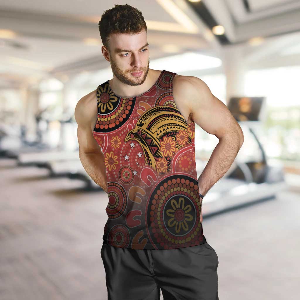 Papua New Guinea Men Tank Top Birds Of Paradise With Aboriginal Pattern - Polynesian Pride