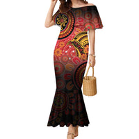 Papua New Guinea Mermaid Dress Birds Of Paradise With Aboriginal Pattern - Polynesian Pride