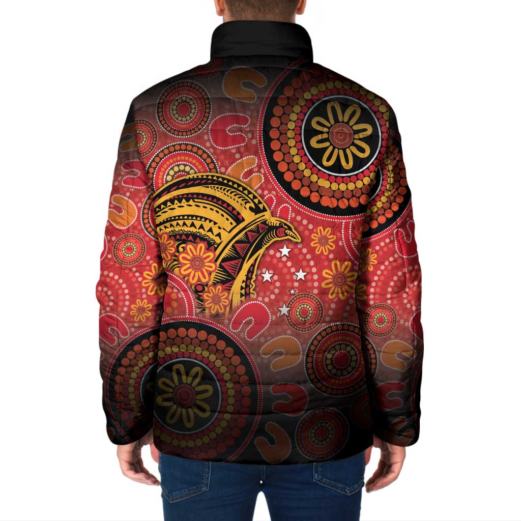 Papua New Guinea Padded Jacket Birds Of Paradise With Aboriginal Pattern LT05 - Polynesian Pride
