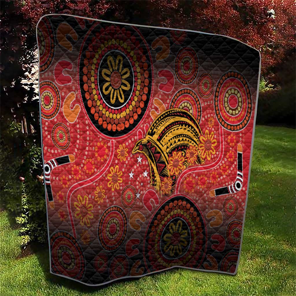 Papua New Guinea Quilt Birds Of Paradise With Aboriginal Pattern - Polynesian Pride