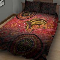 Papua New Guinea Quilt Bed Set Birds Of Paradise With Aboriginal Pattern - Polynesian Pride