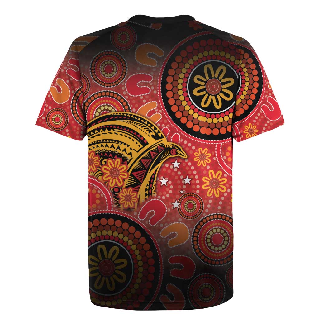 Papua New Guinea Rugby Jersey Birds Of Paradise With Aboriginal Pattern - Polynesian Pride
