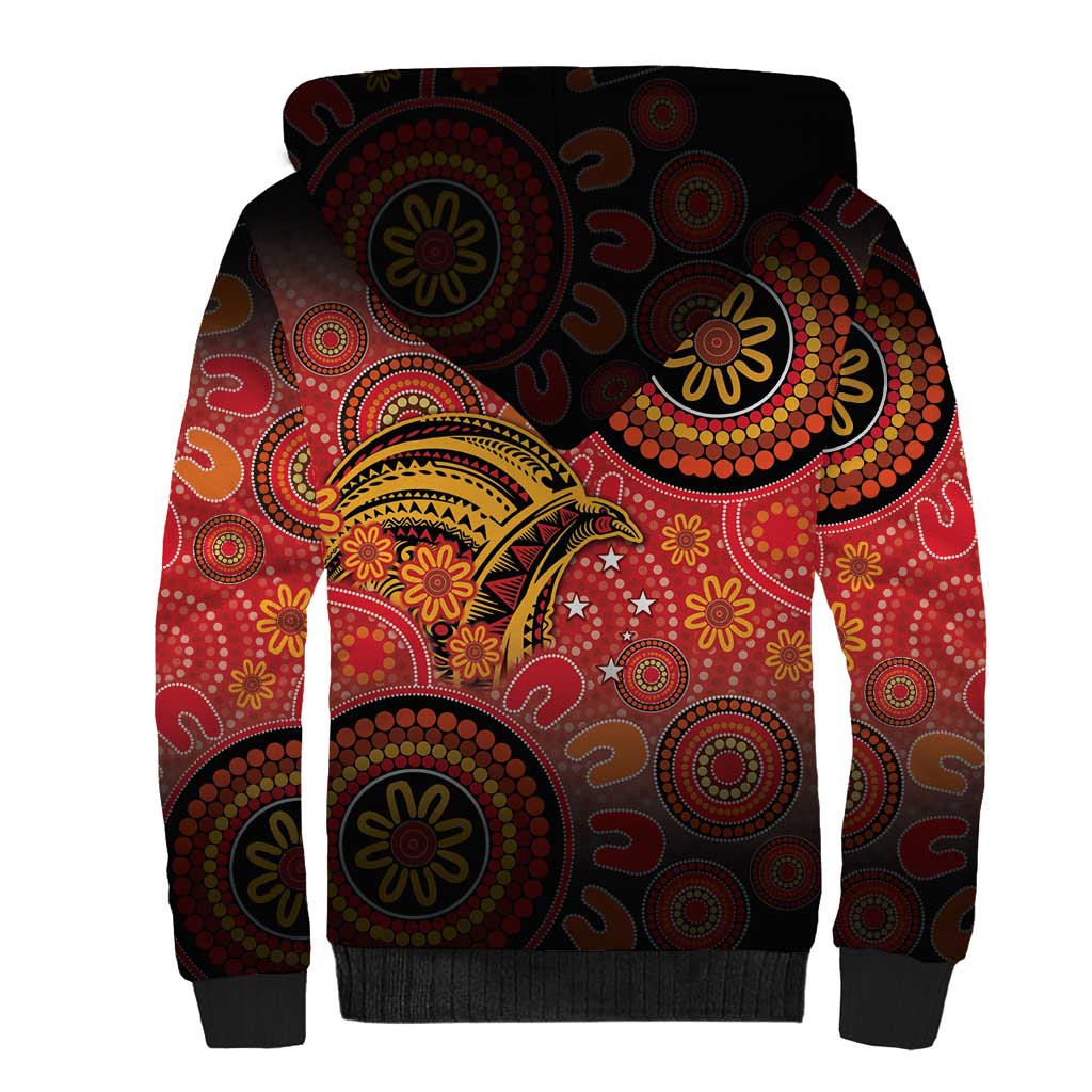 Papua New Guinea Sherpa Hoodie Birds Of Paradise With Aboriginal Pattern - Polynesian Pride