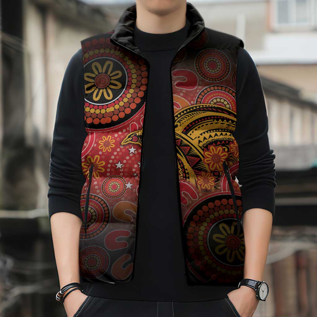 Papua New Guinea Sleeveless Puffer Jacket Birds Of Paradise With Aboriginal Pattern LT05 - Polynesian Pride